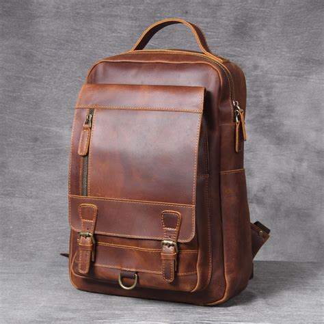 personalized leather backpack.